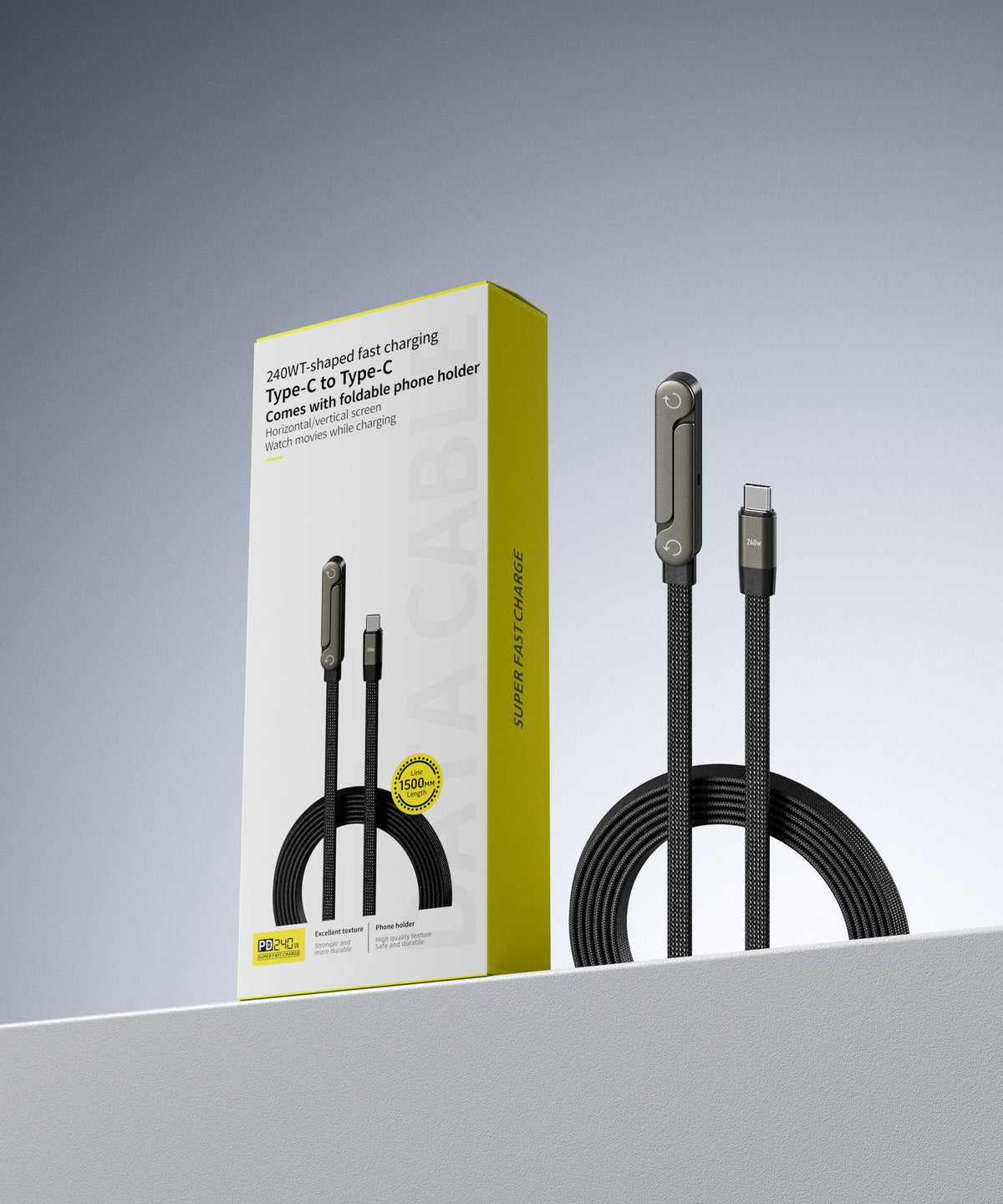 2-in-1 Fast-Charging Cable with foldable phone stand – Vixio, view 7 of 18