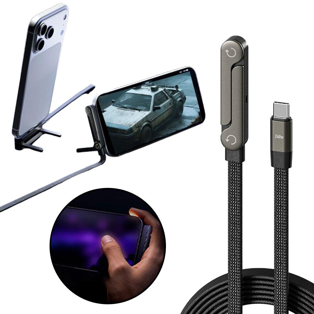 2-in-1 Fast-Charging Cable with foldable phone stand – Vixio