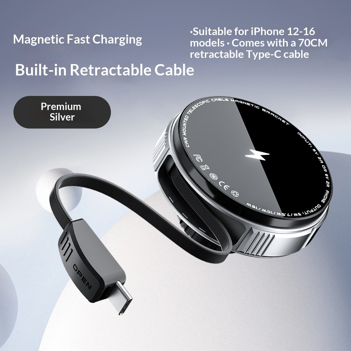 Magnetic Car Vent Mount with wireless charging – Vixio, view 6 of 7
