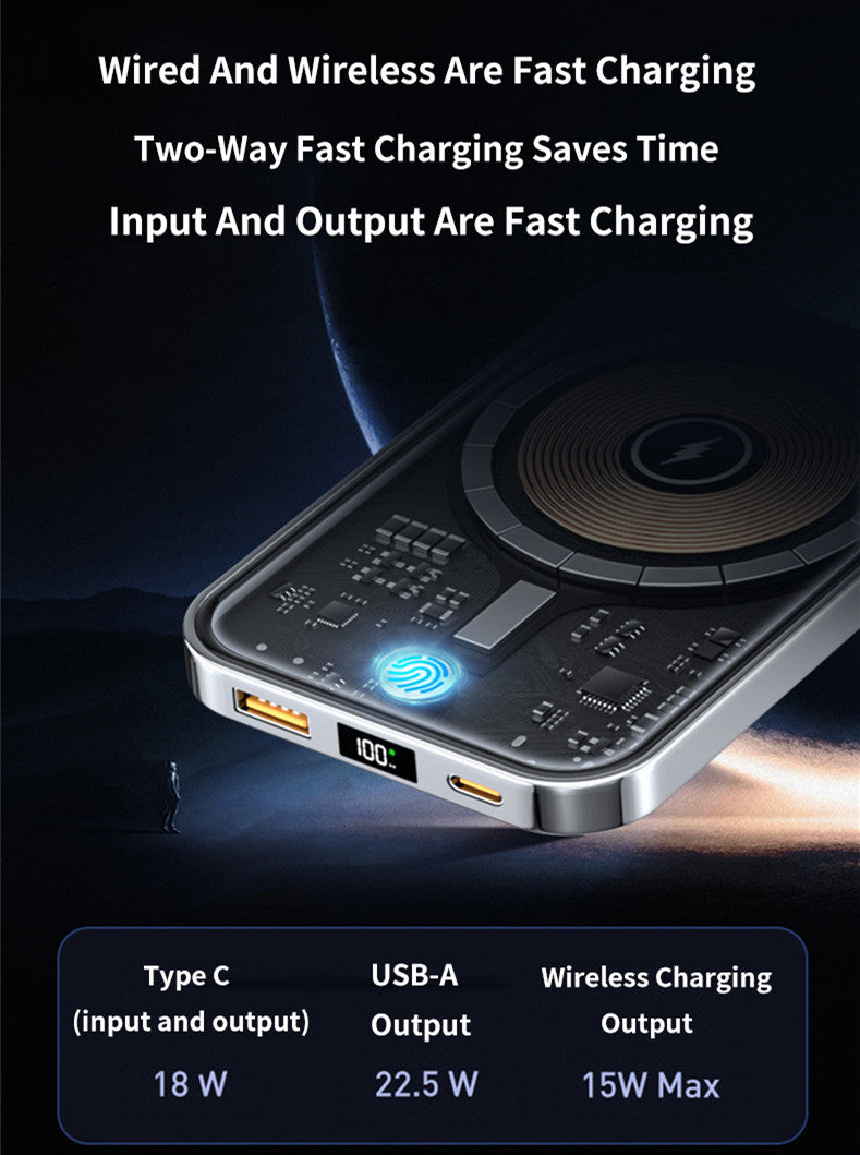 Transparent Magnetic Power Bank, 22.5W fast charge – Vixio, view 4 of 8